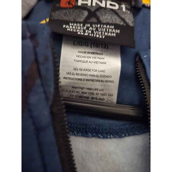 AND1 Boys Blue Gray Full-Zip Long Sleeve Hooded Sweatshirt Jacket Large 10/12 - Picture 5 of 5